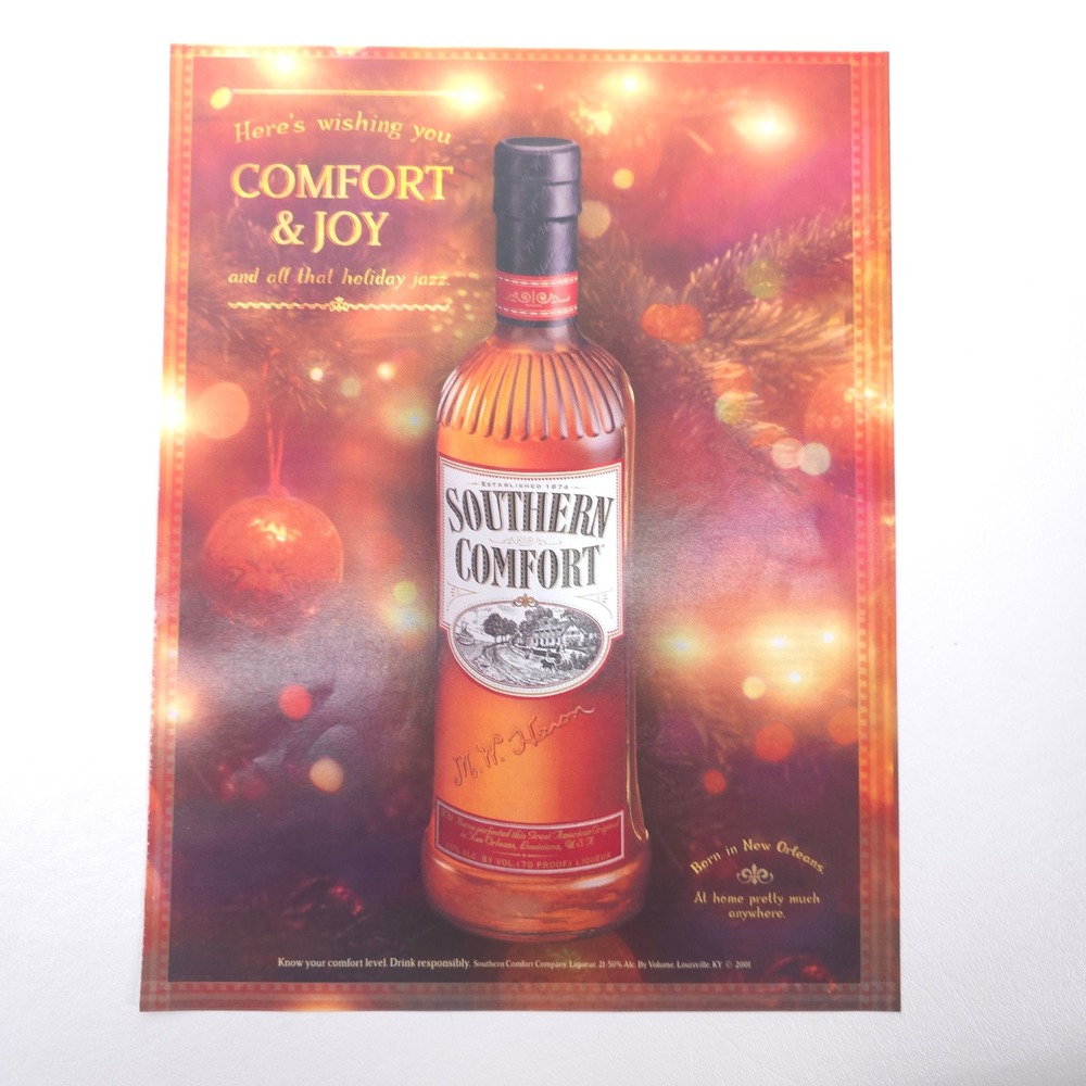 Southern Comfort And Joy Print Ad Bar Decor Retro Liquor Advertising Promo Art
